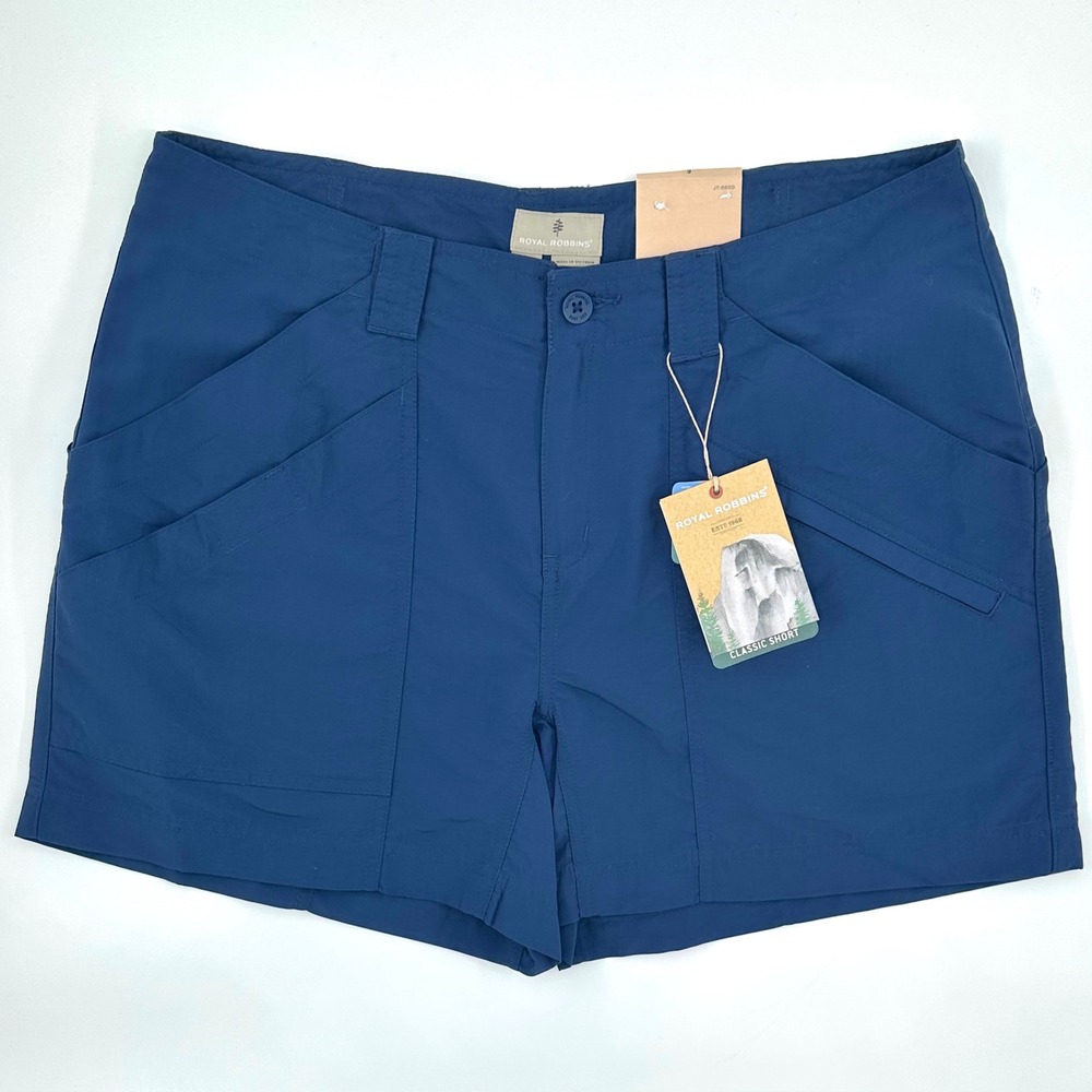 ROYAL ROBBINS NEW Blue Backcountry Pro Shorts UPF Women's 6 Supplex Nylon Hiking